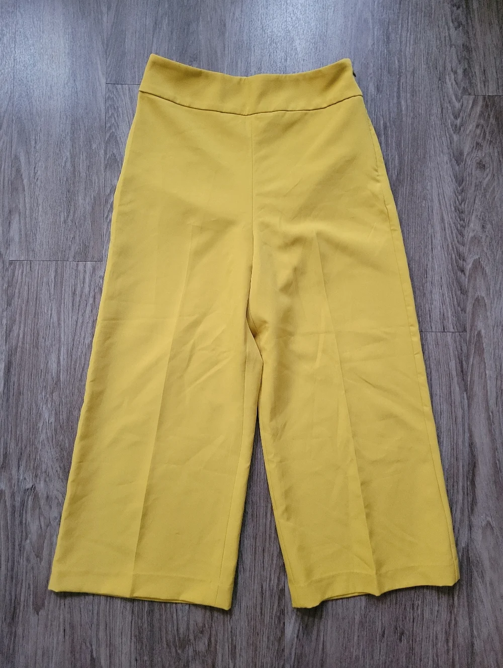 Express Mustard Wide-Leg Cropped Pants